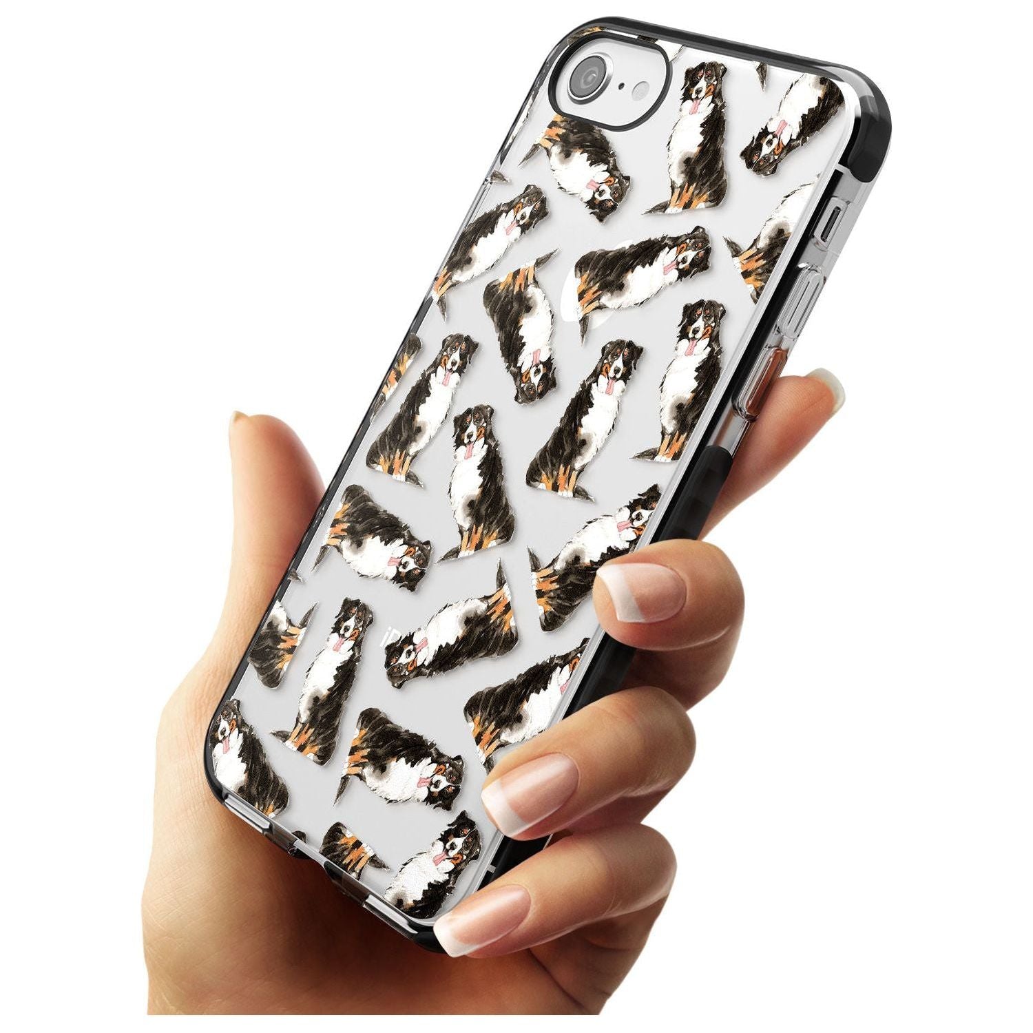 Bernese Mountain Dog Watercolour Dog Pattern Black Impact Phone Case for iPhone SE 8 7 Plus