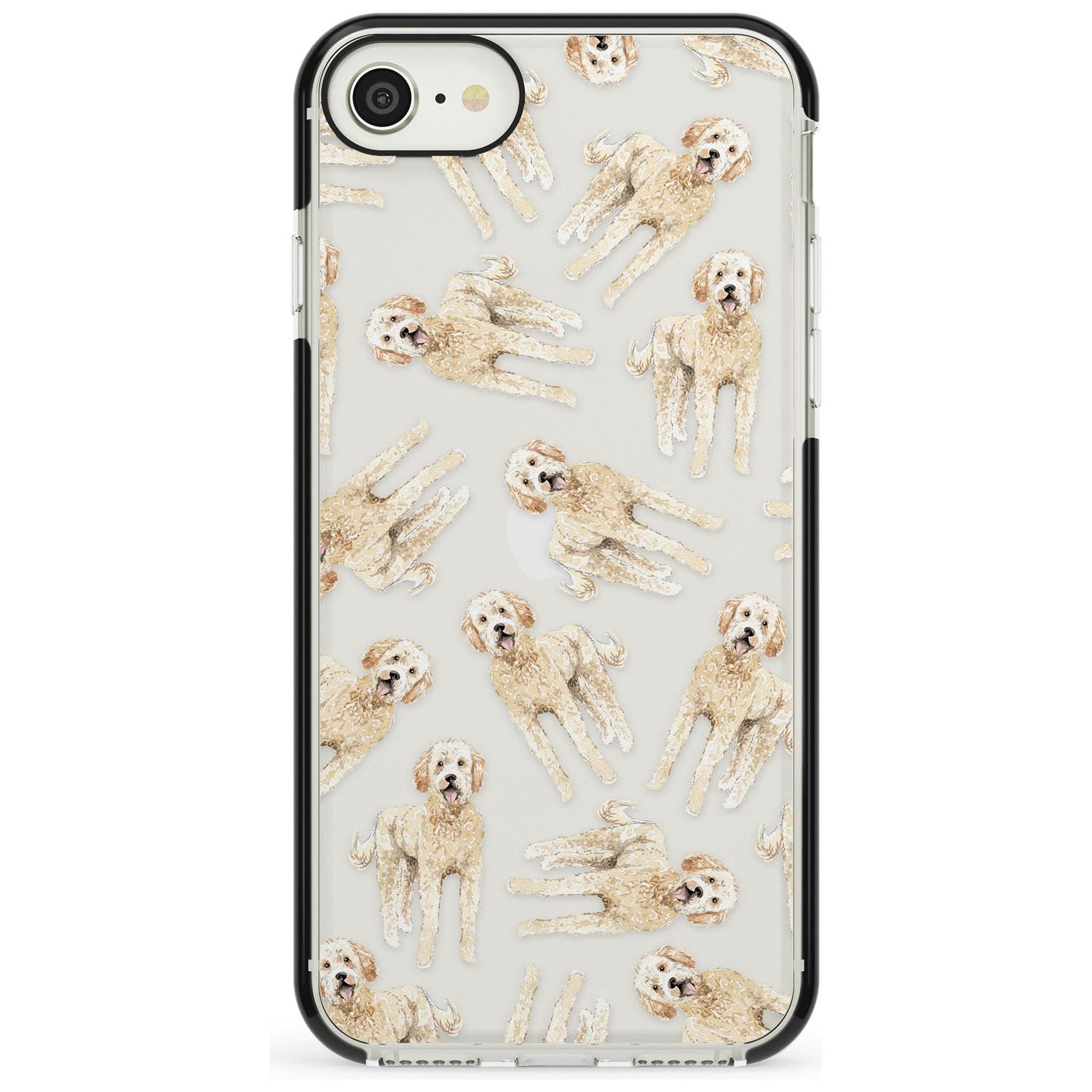 Goldendoodle Watercolour Dog Pattern Black Impact Phone Case for iPhone SE 8 7 Plus