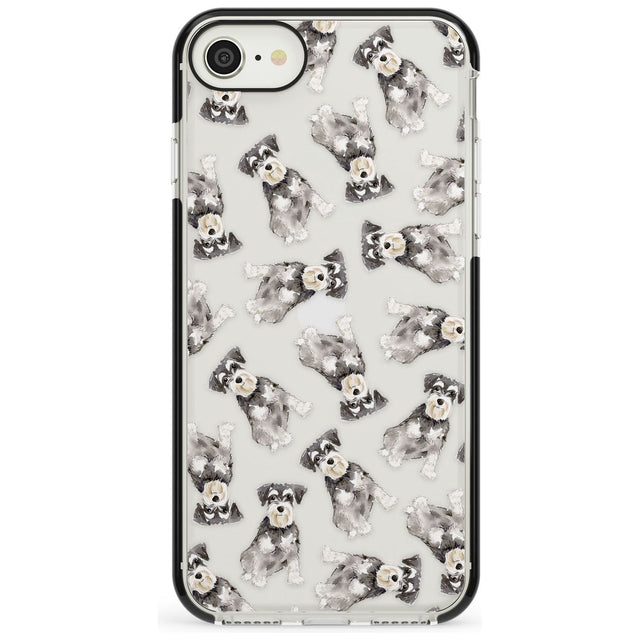 Miniature Schnauzer Watercolour Dog Pattern Black Impact Phone Case for iPhone SE 8 7 Plus