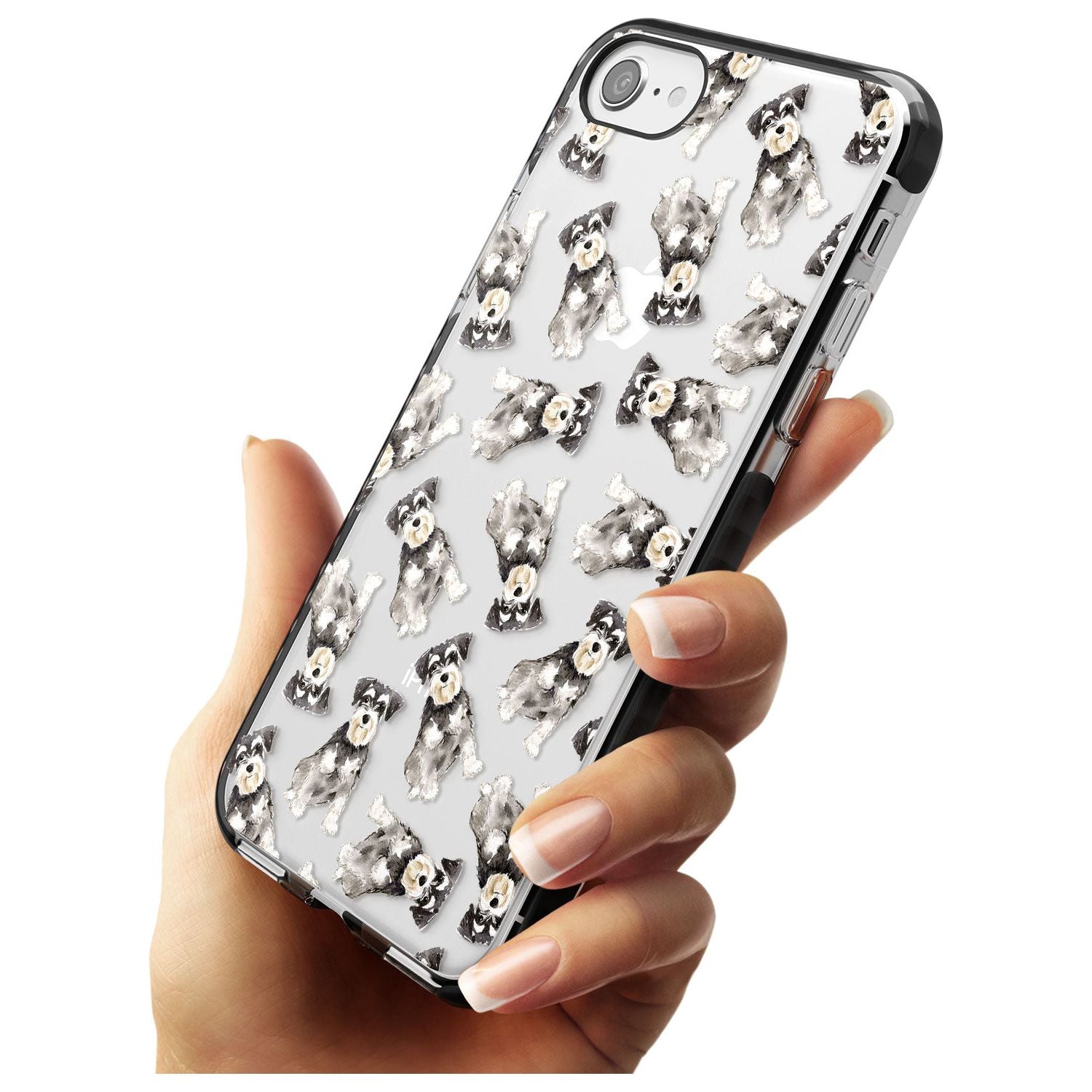 Miniature Schnauzer Watercolour Dog Pattern Black Impact Phone Case for iPhone SE 8 7 Plus