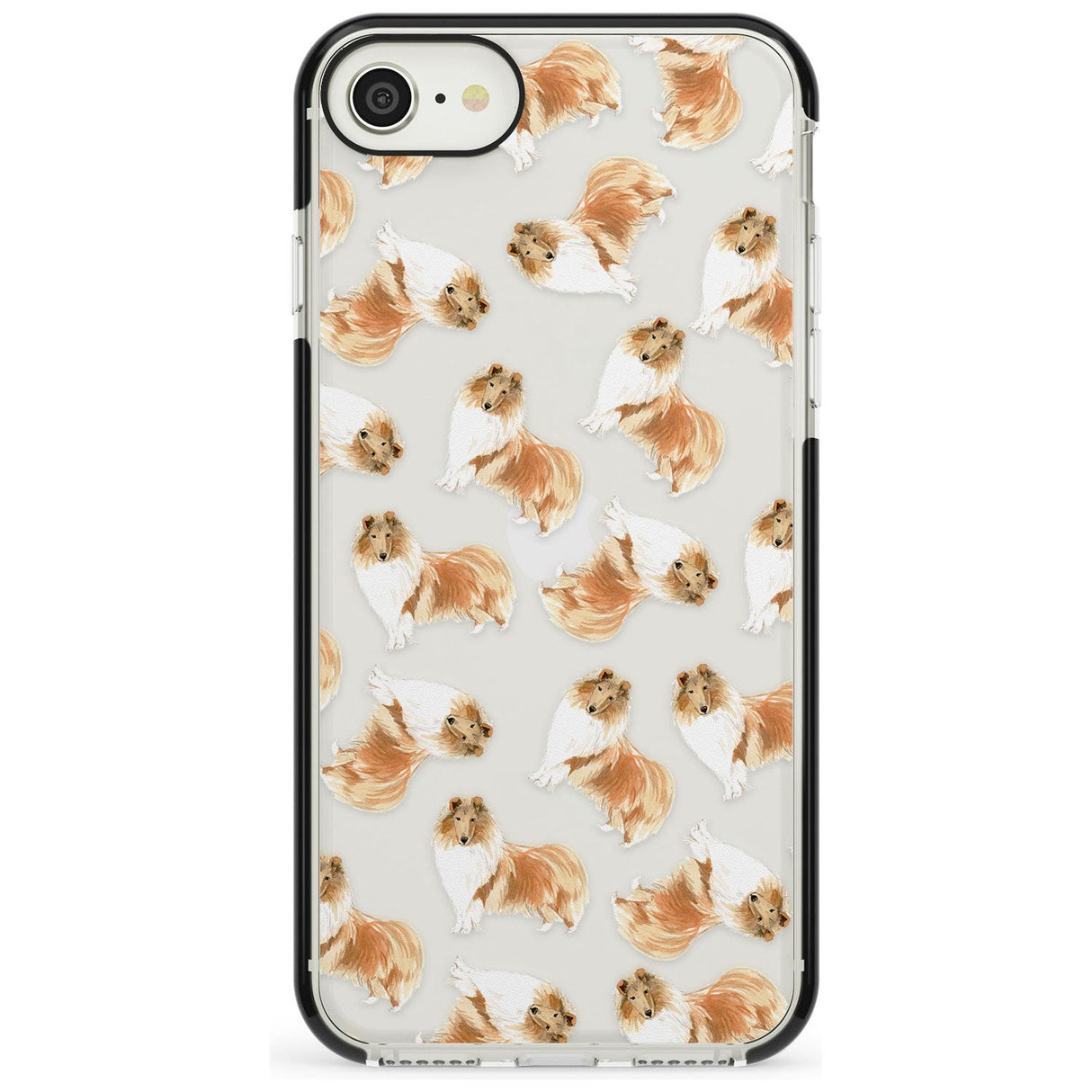 Rough Collie Watercolour Dog Pattern Black Impact Phone Case for iPhone SE 8 7 Plus