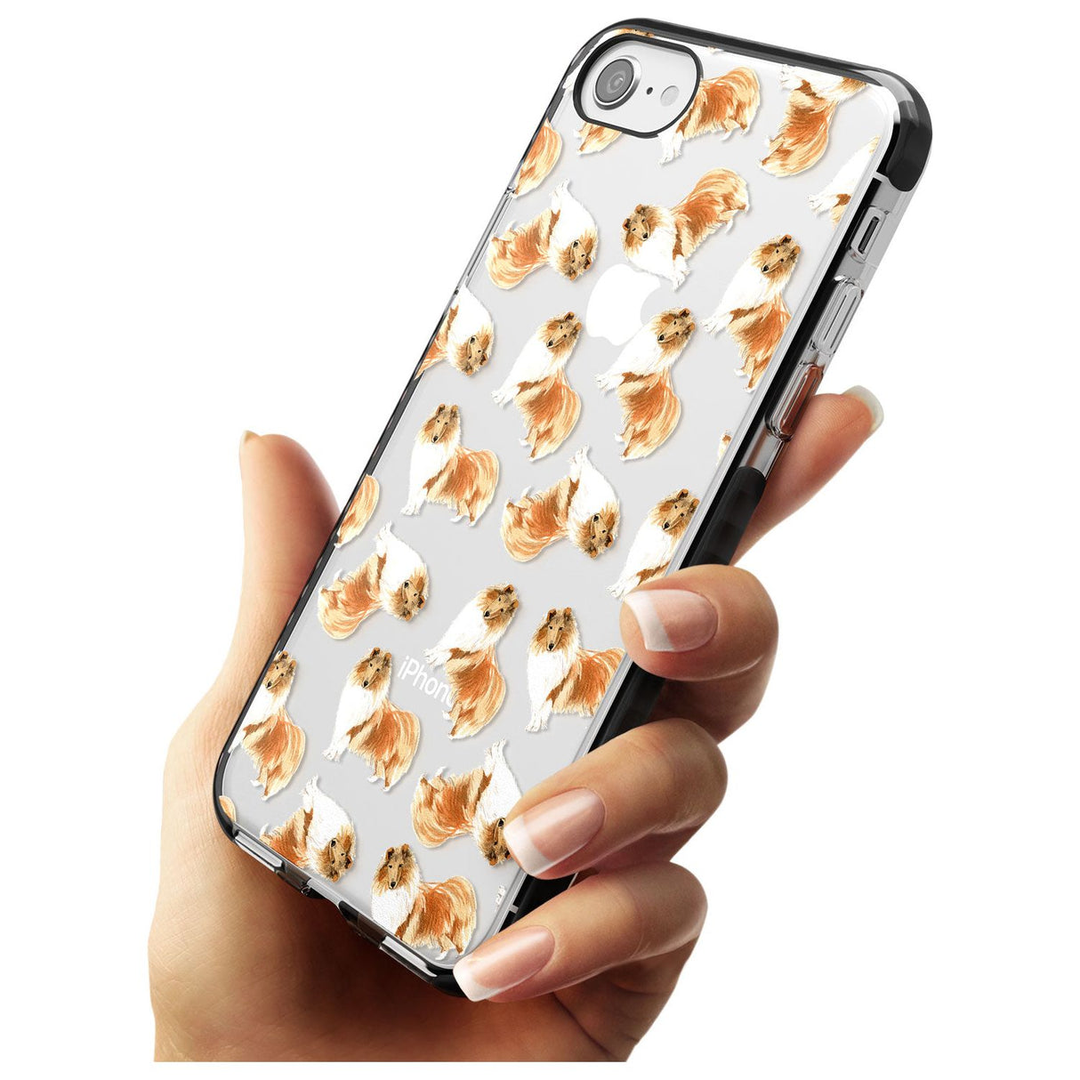 Rough Collie Watercolour Dog Pattern Black Impact Phone Case for iPhone SE 8 7 Plus