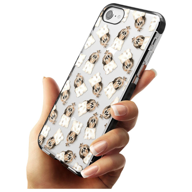 Shih tzu (Long Hair) Watercolour Dog Pattern Black Impact Phone Case for iPhone SE 8 7 Plus