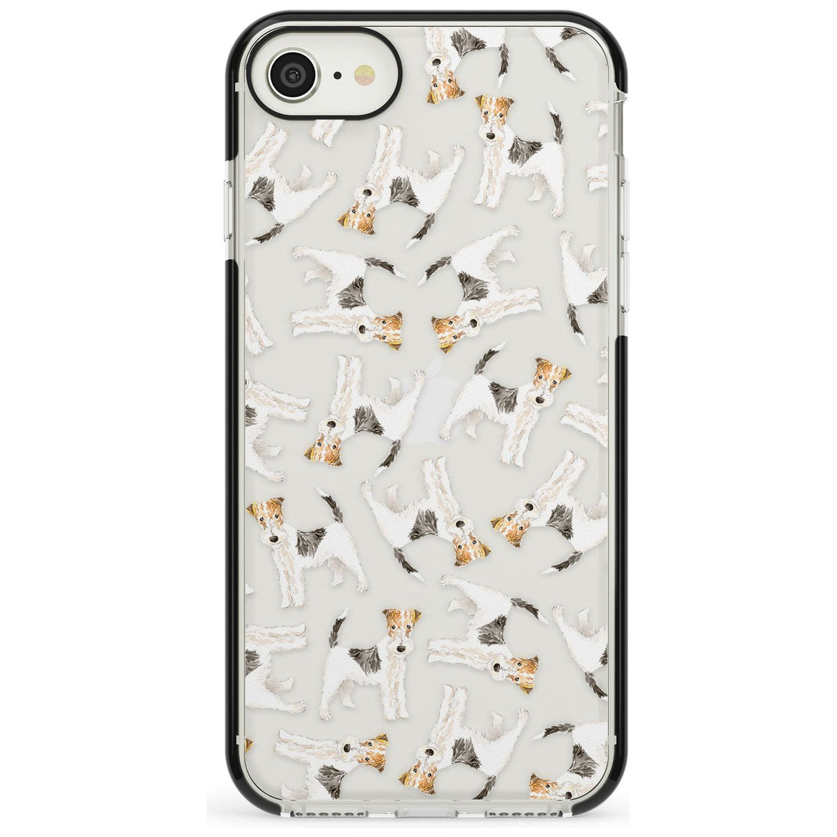Wire Haired Fox Terrier Watercolour Dog Pattern Black Impact Phone Case for iPhone SE 8 7 Plus