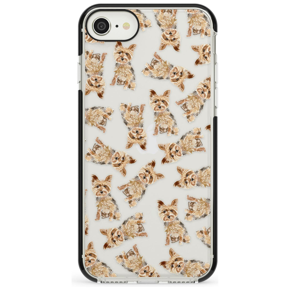 Yorkshire Terrier Watercolour Dog Pattern Black Impact Phone Case for iPhone SE 8 7 Plus