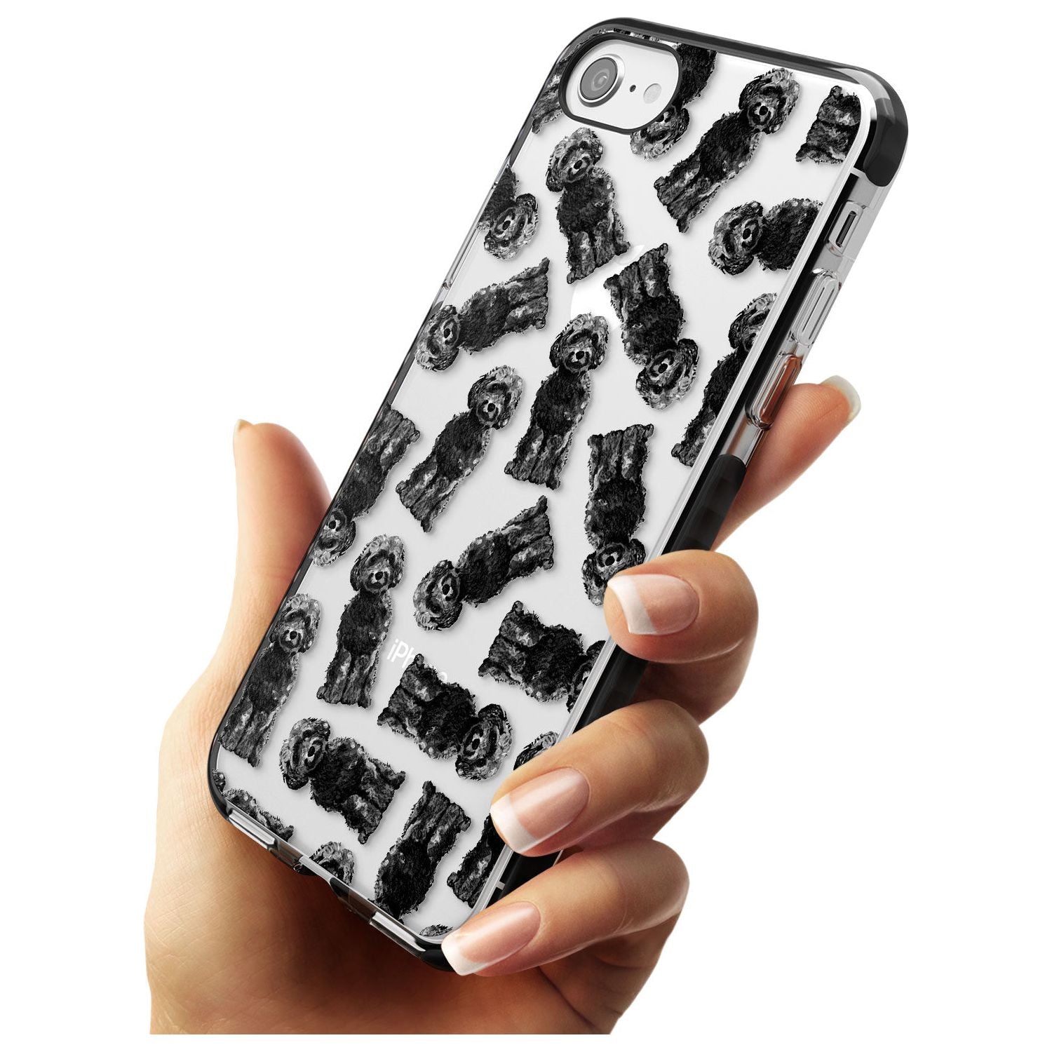 Cockapoo (Black) Watercolour Dog Pattern Black Impact Phone Case for iPhone SE 8 7 Plus