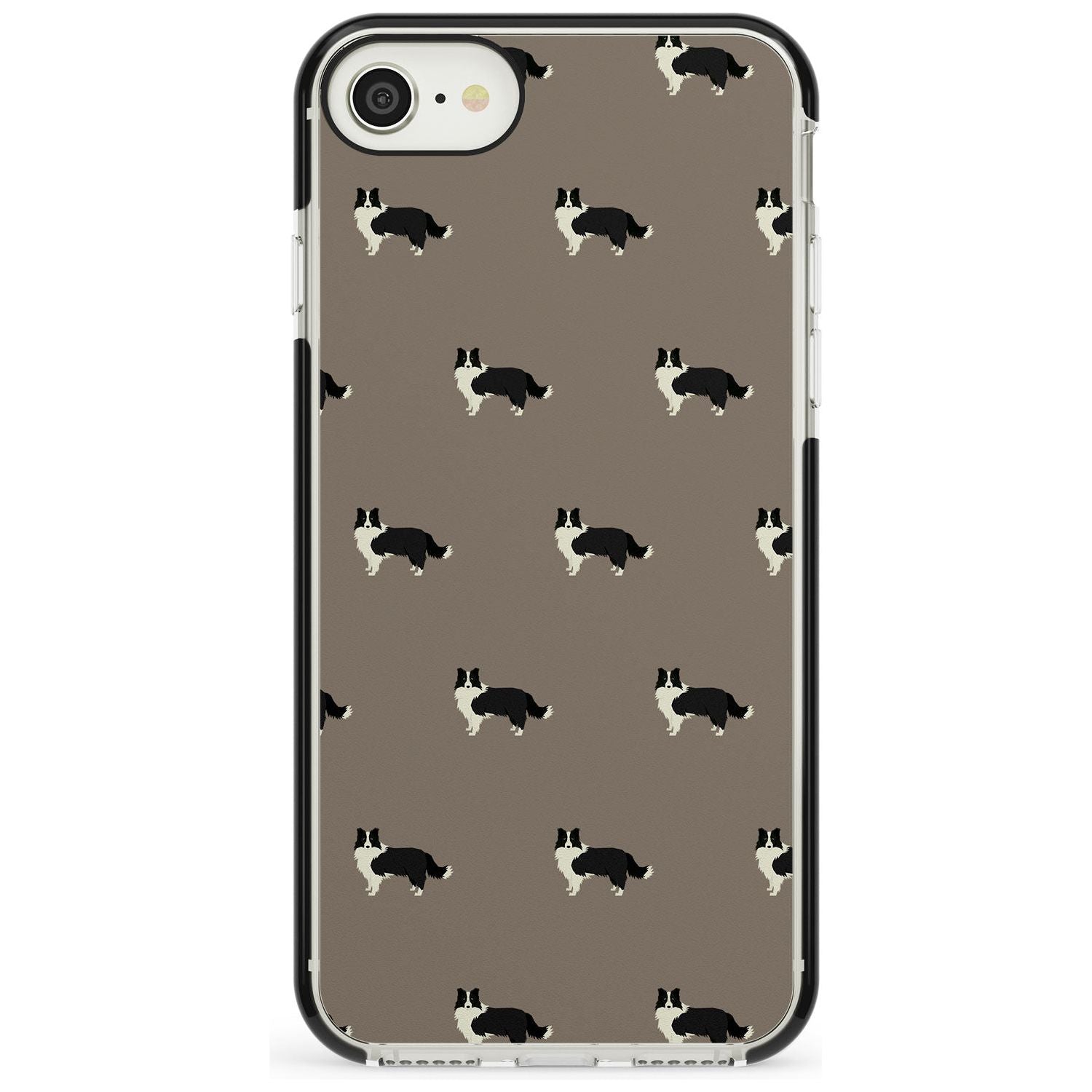 Border Collie Dog Pattern Black Impact Phone Case for iPhone SE 8 7 Plus