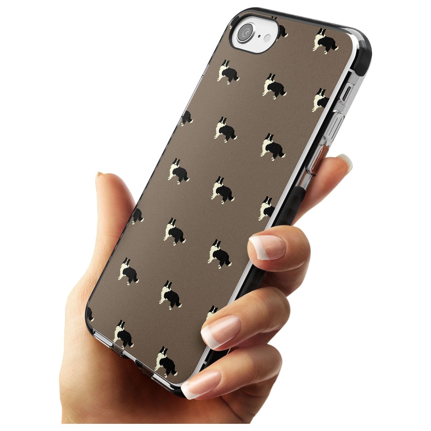 Border Collie Dog Pattern Black Impact Phone Case for iPhone SE 8 7 Plus