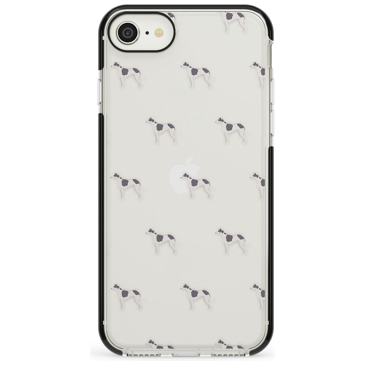 Greyhound Dog Pattern Clear Black Impact Phone Case for iPhone SE 8 7 Plus