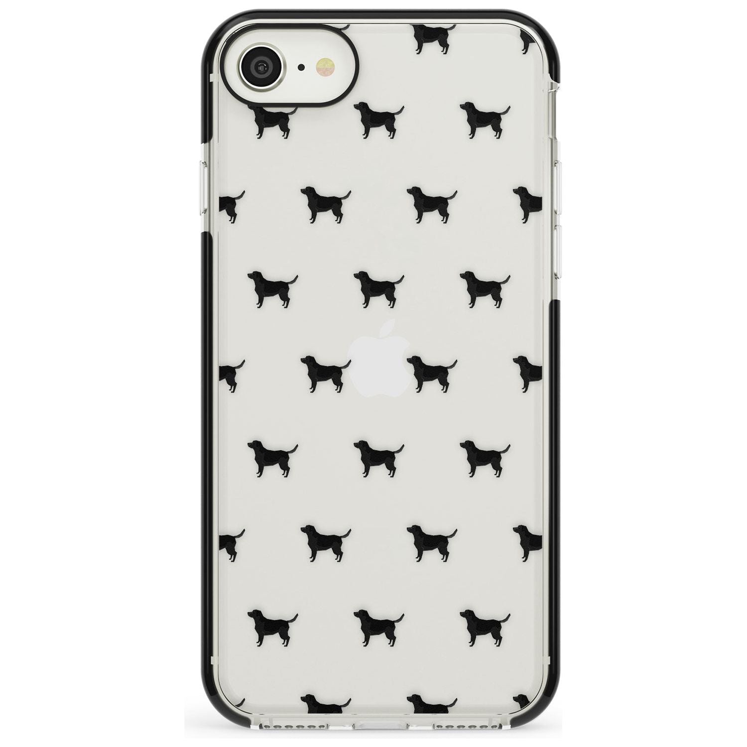 Black Labrador Dog Pattern Clear Black Impact Phone Case for iPhone SE 8 7 Plus