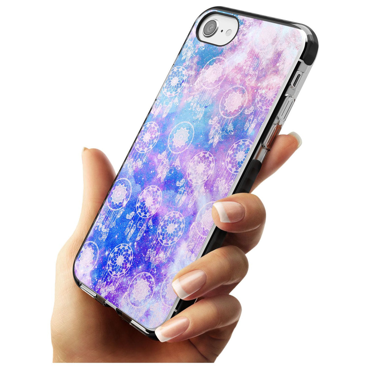 Dreamcatcher Pattern Galaxy Print Tie Dye Black Impact Phone Case for iPhone SE 8 7 Plus