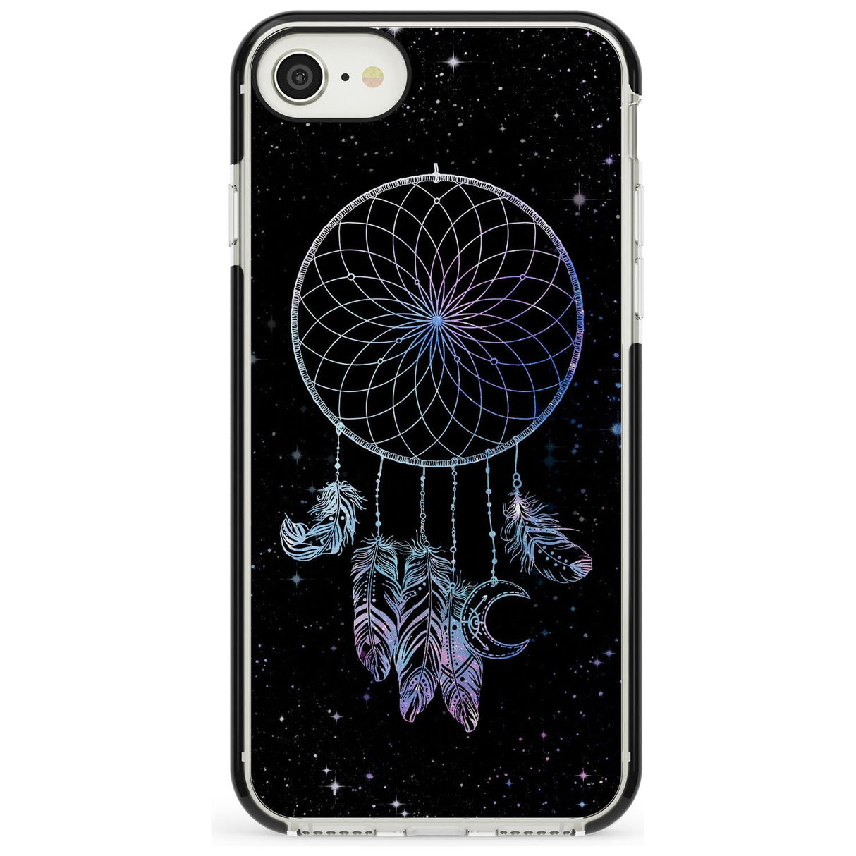 Dreamcatcher Space Stars Galaxy Print Black Impact Phone Case for iPhone SE 8 7 Plus