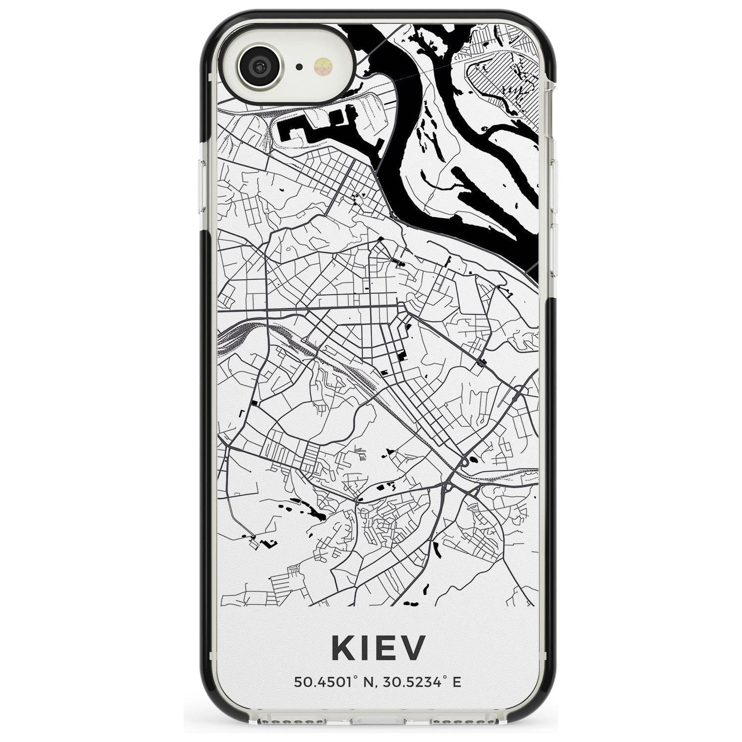 Map of Kiev, Ukraine Black Impact Phone Case for iPhone SE 8 7 Plus