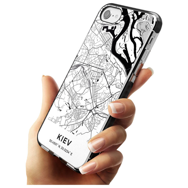 Map of Kiev, Ukraine Black Impact Phone Case for iPhone SE 8 7 Plus