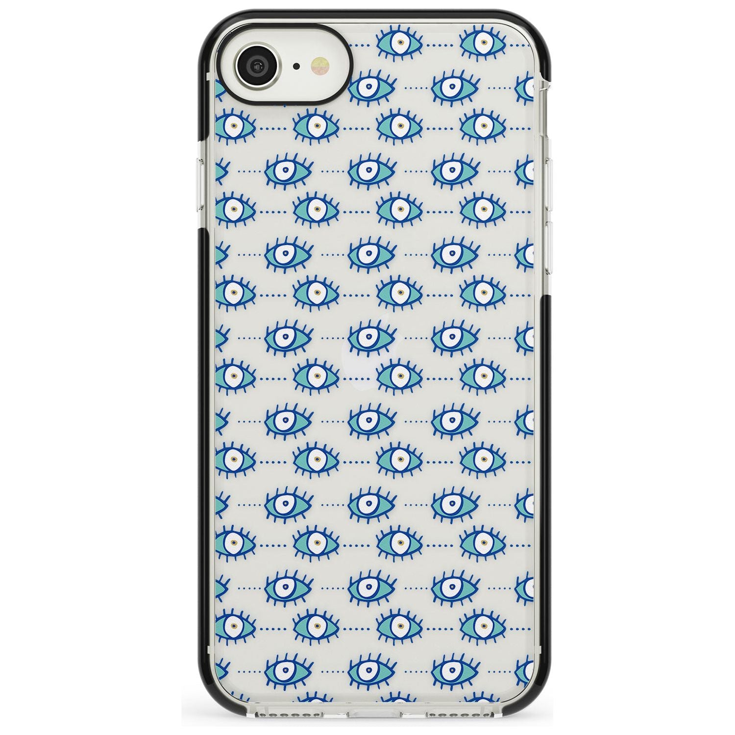 Crazy Eyes (Clear) Psychedelic Eyes Pattern Black Impact Phone Case for iPhone SE 8 7 Plus