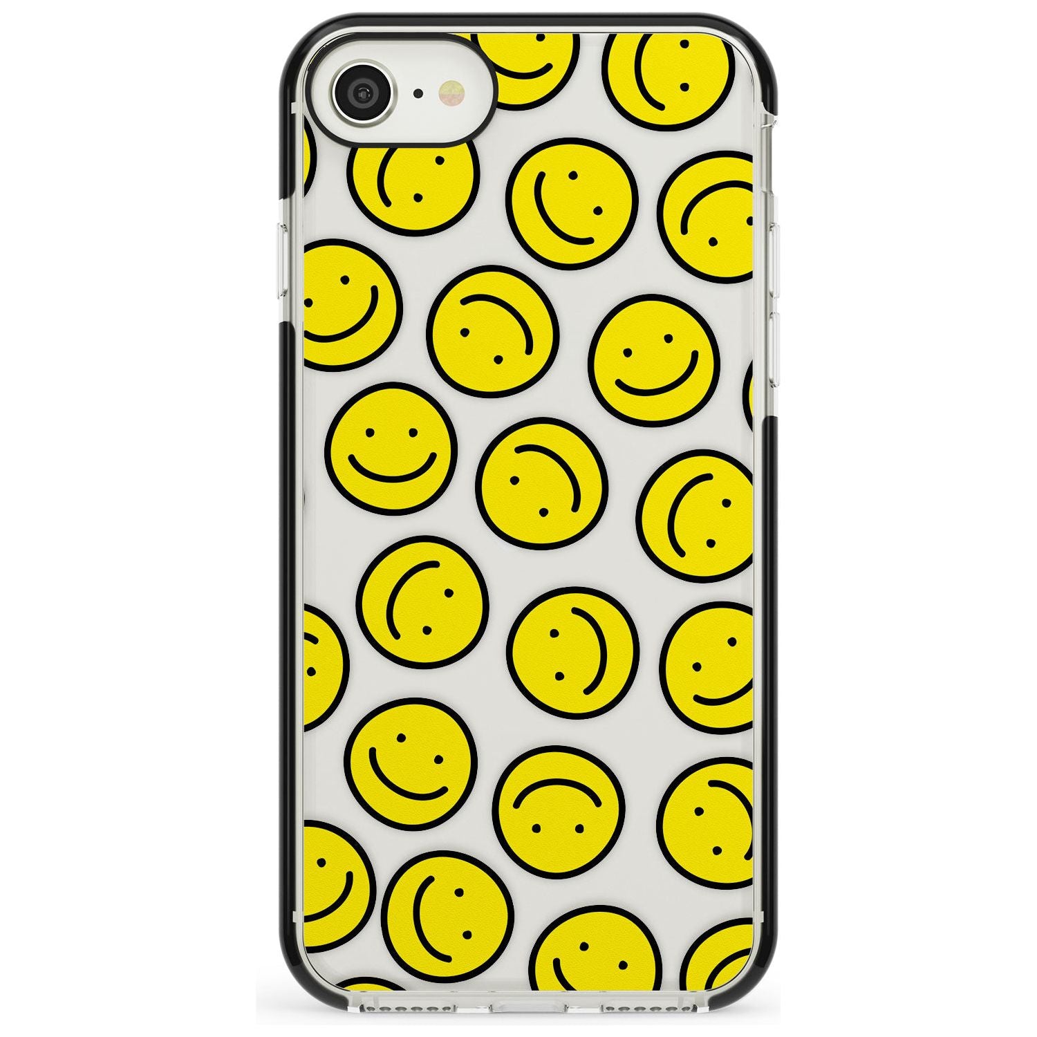 Happy Face Clear Pattern iPhone Case  Black Impact Phone Case - Case Warehouse