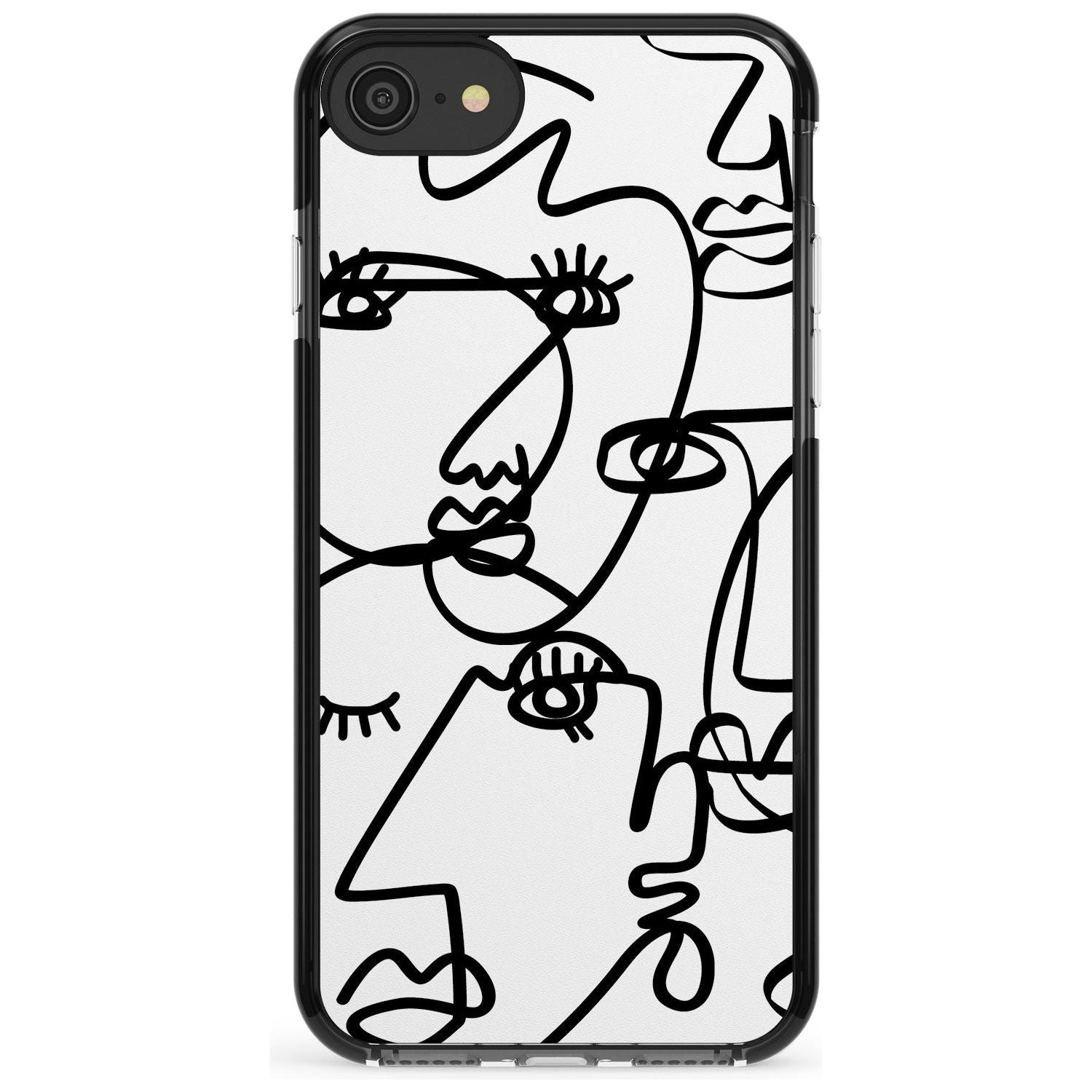 Continuous Line Faces: Black on White Pink Fade Impact Phone Case for iPhone SE 8 7 Plus