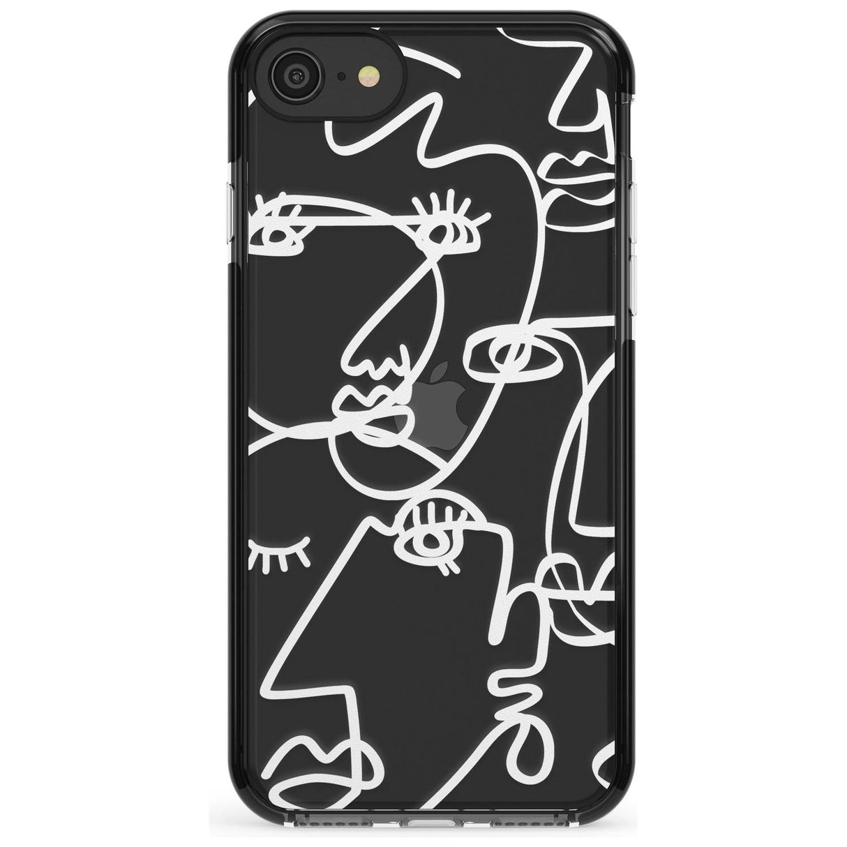 Continuous Line Faces: White on Clear Pink Fade Impact Phone Case for iPhone SE 8 7 Plus