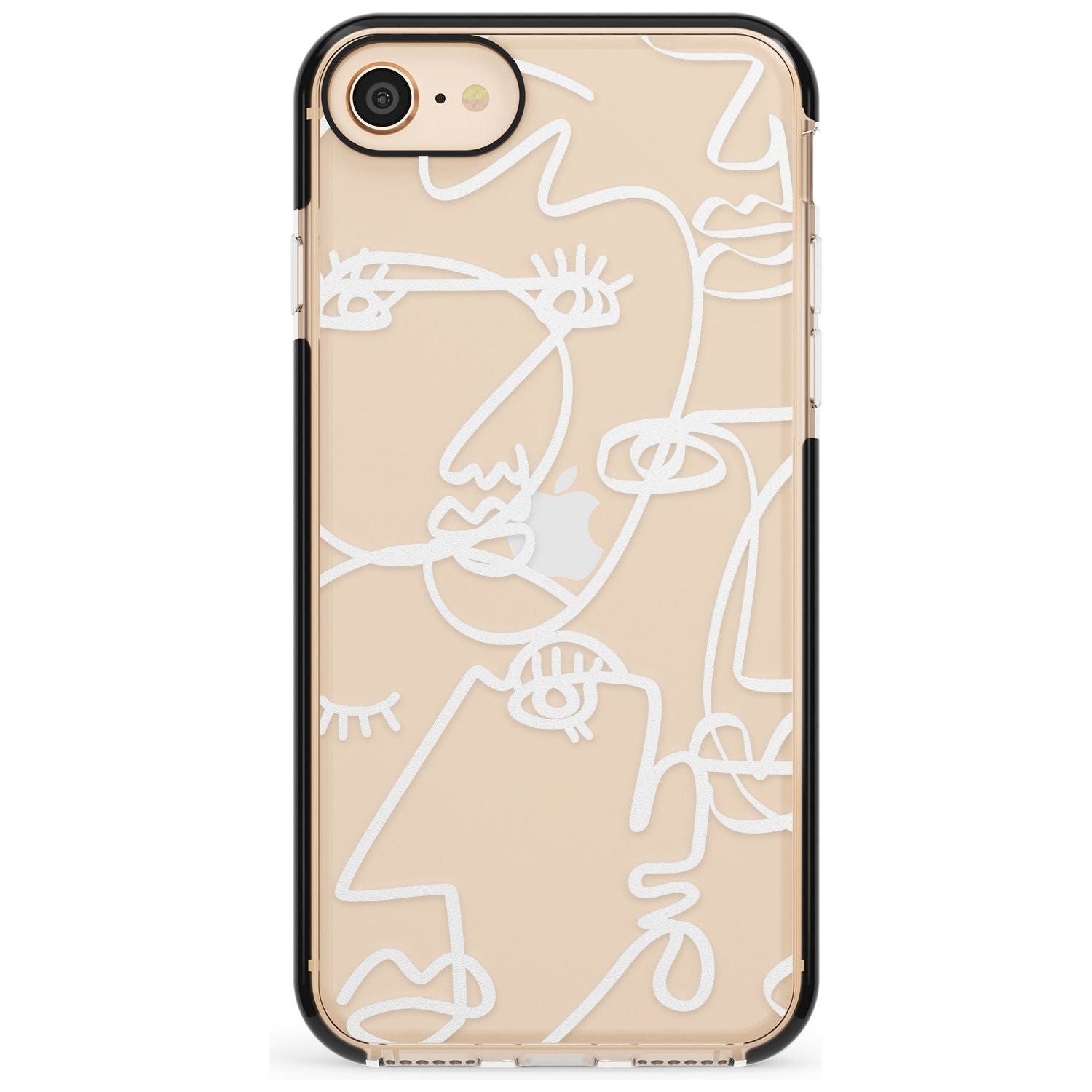 Continuous Line Faces: White on Clear Pink Fade Impact Phone Case for iPhone SE 8 7 Plus