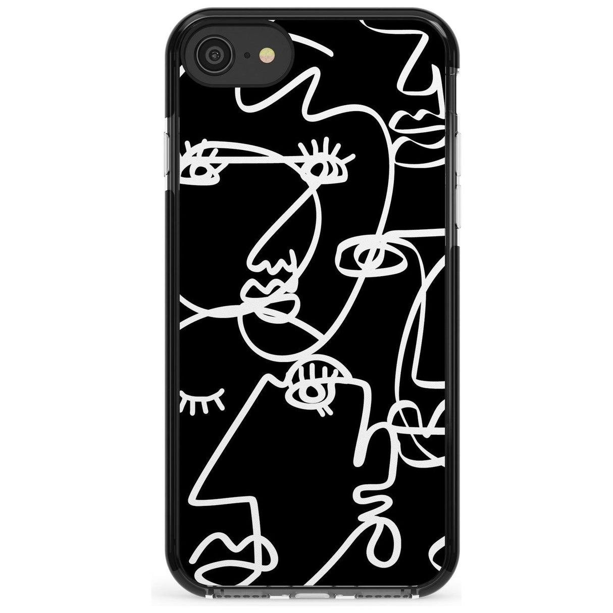 Continuous Line Faces: White on Black Pink Fade Impact Phone Case for iPhone SE 8 7 Plus