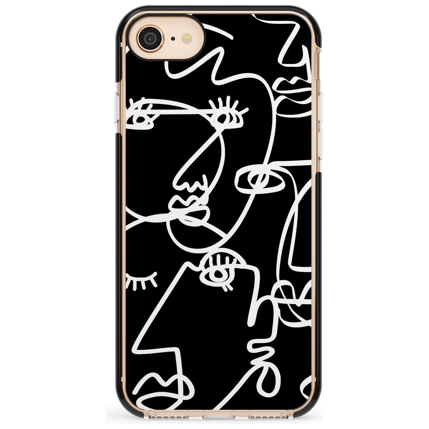 Continuous Line Faces: White on Black Pink Fade Impact Phone Case for iPhone SE 8 7 Plus