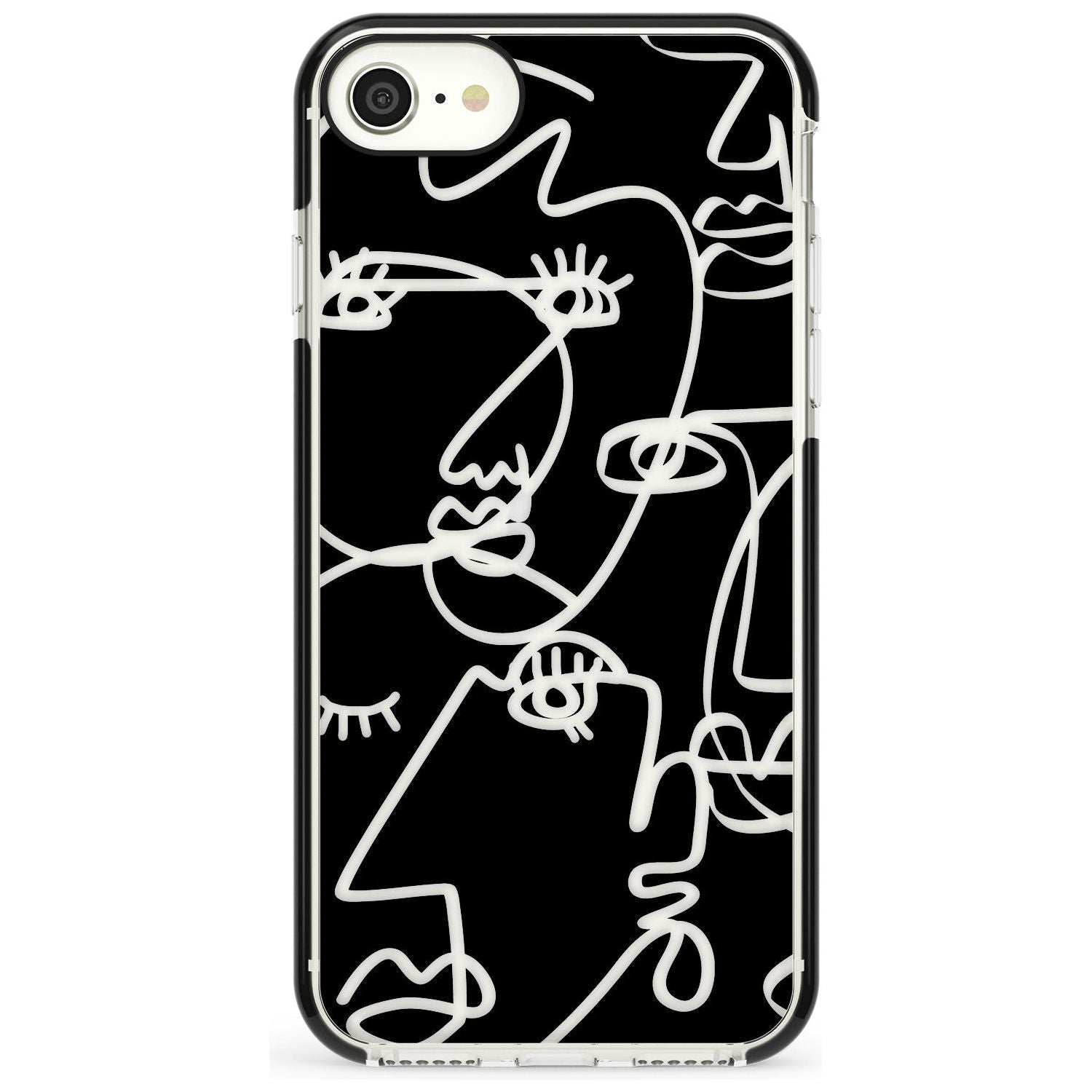 Continuous Line Faces: Clear on Black Pink Fade Impact Phone Case for iPhone SE 8 7 Plus