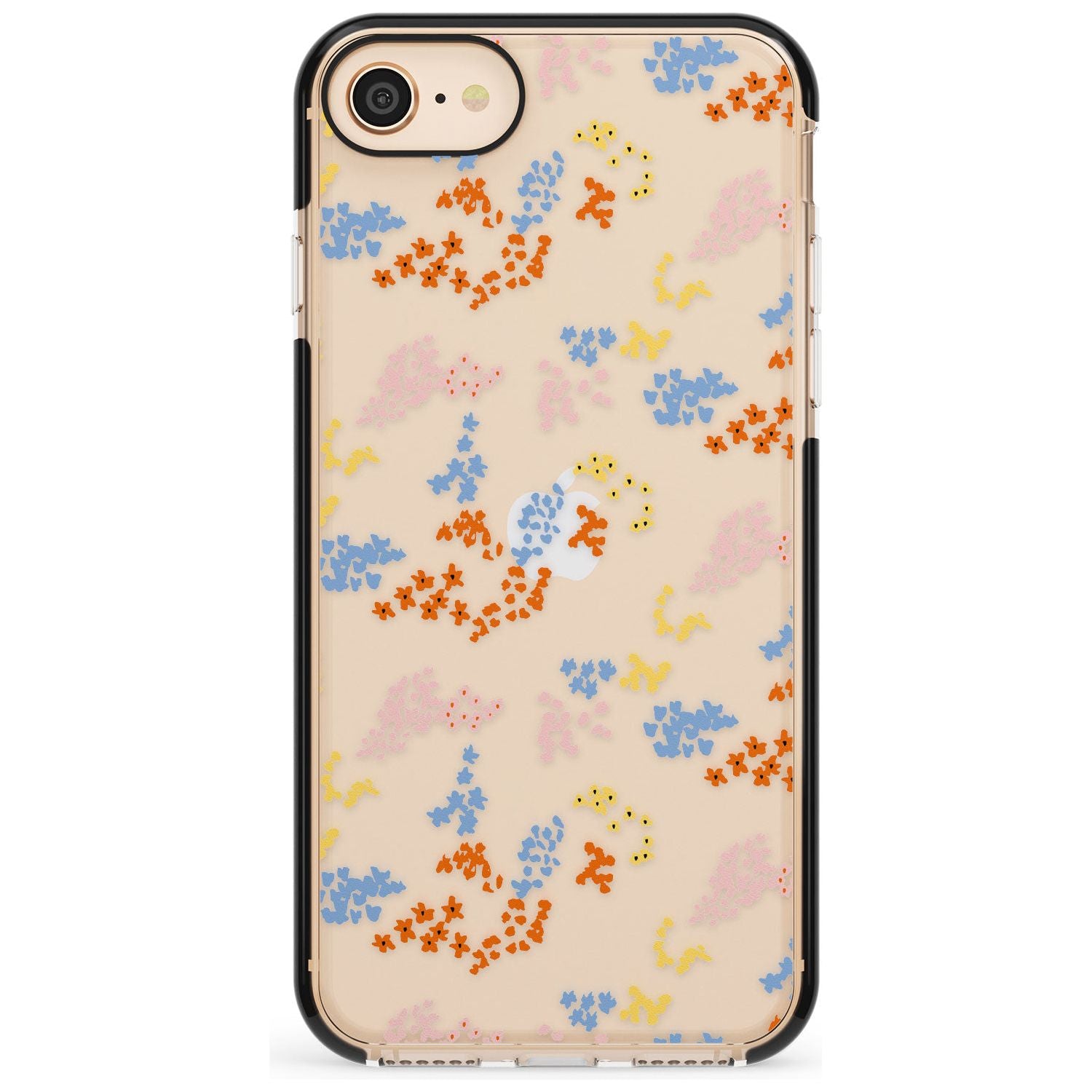Small Flower Mix: Transparent Pink Fade Impact Phone Case for iPhone SE 8 7 Plus