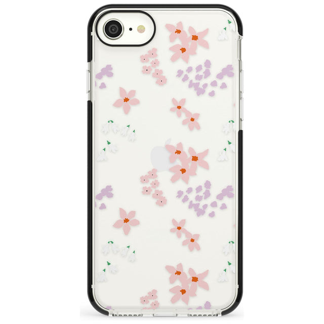 Pink & Purple Flower Mix: Clear Pink Fade Impact Phone Case for iPhone SE 8 7 Plus