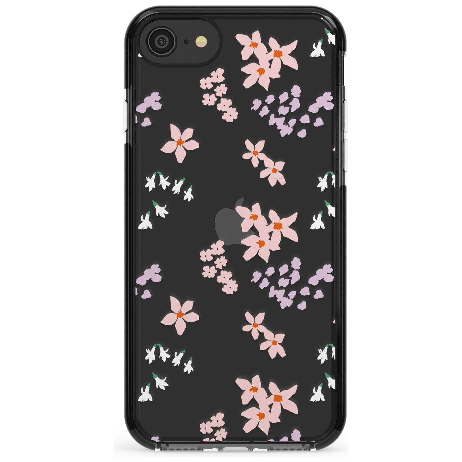 Pink & Purple Flower Mix: Clear Pink Fade Impact Phone Case for iPhone SE 8 7 Plus