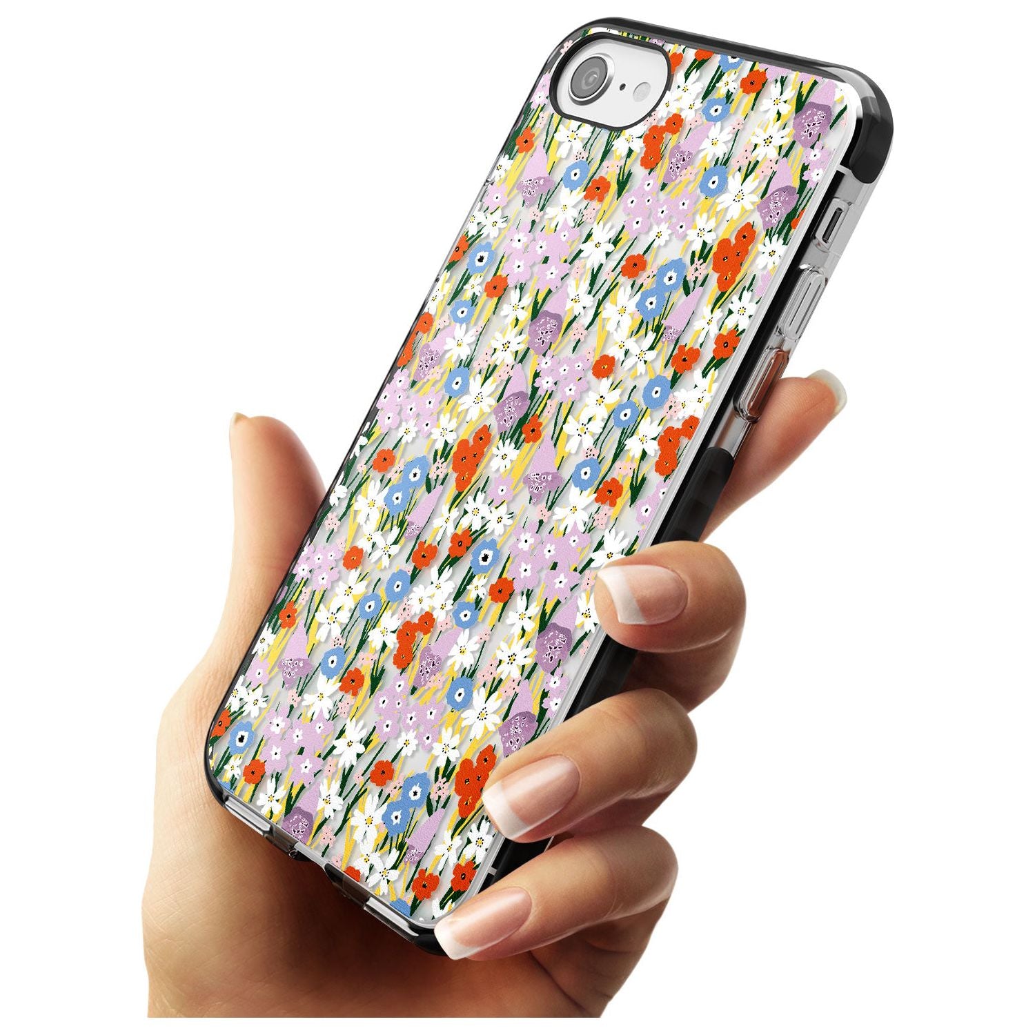 Energetic Floral Mix: Transparent Pink Fade Impact Phone Case for iPhone SE 8 7 Plus