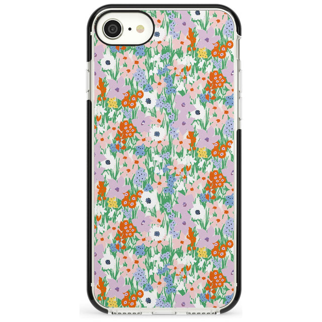Jazzy Floral Mix: Transparent Pink Fade Impact Phone Case for iPhone SE 8 7 Plus