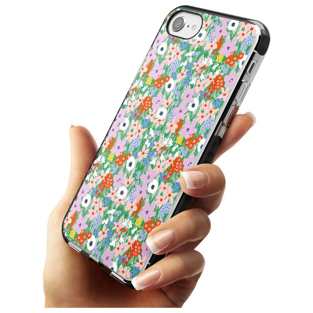 Jazzy Floral Mix: Transparent Pink Fade Impact Phone Case for iPhone SE 8 7 Plus