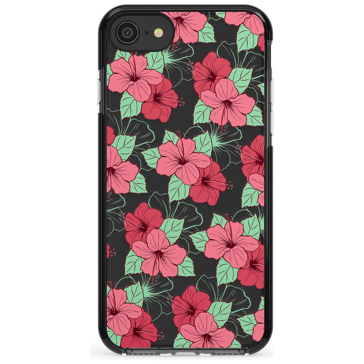 Pink Peony Black Impact Phone Case for iPhone SE 8 7 Plus