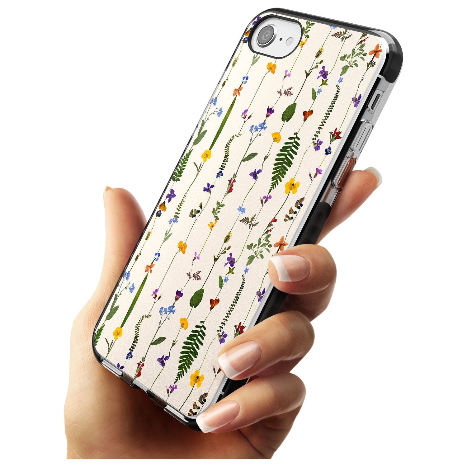Wildflower Chain Design - Cream Black Impact Phone Case for iPhone SE 8 7 Plus