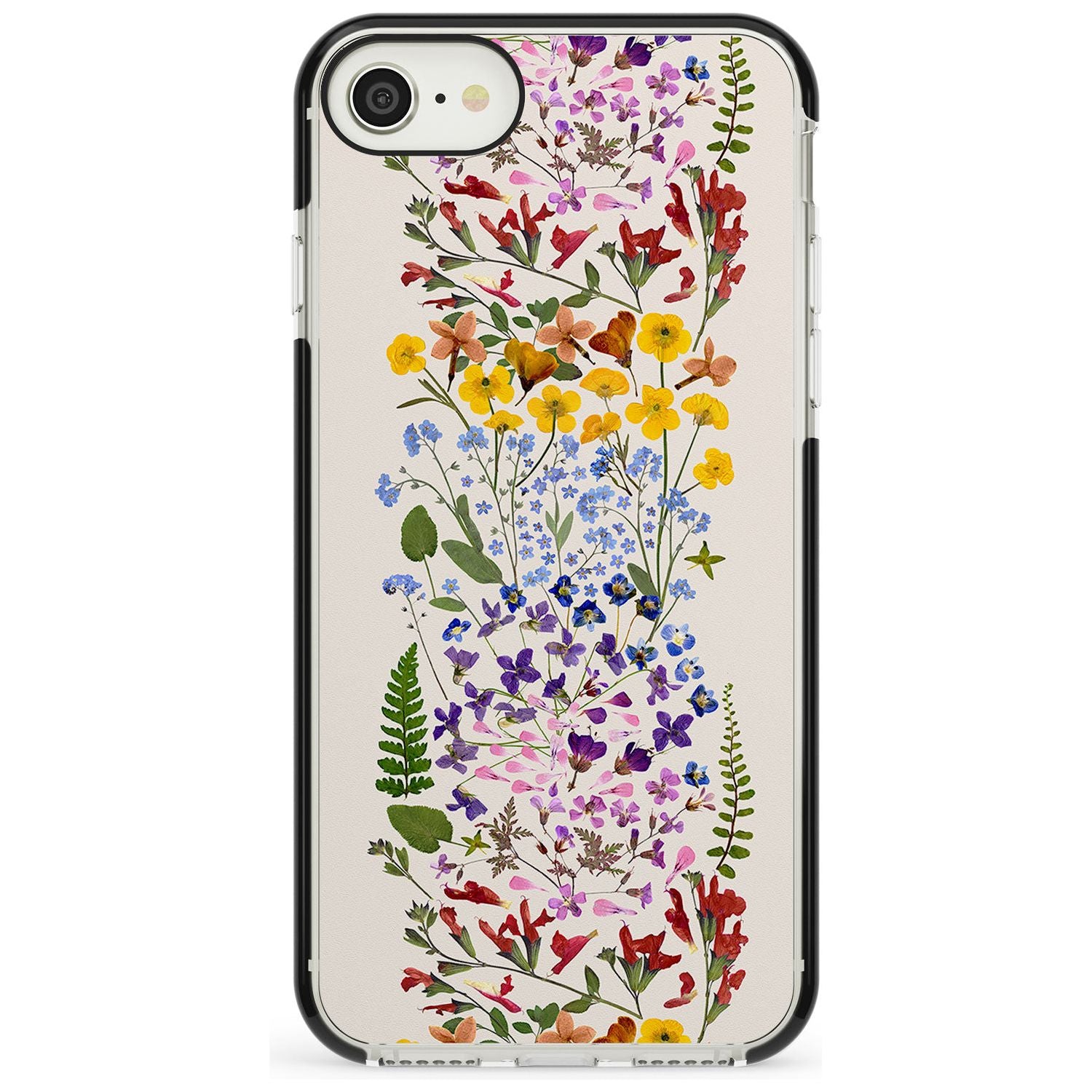 Wildflower Stripe Design - Cream Black Impact Phone Case for iPhone SE 8 7 Plus