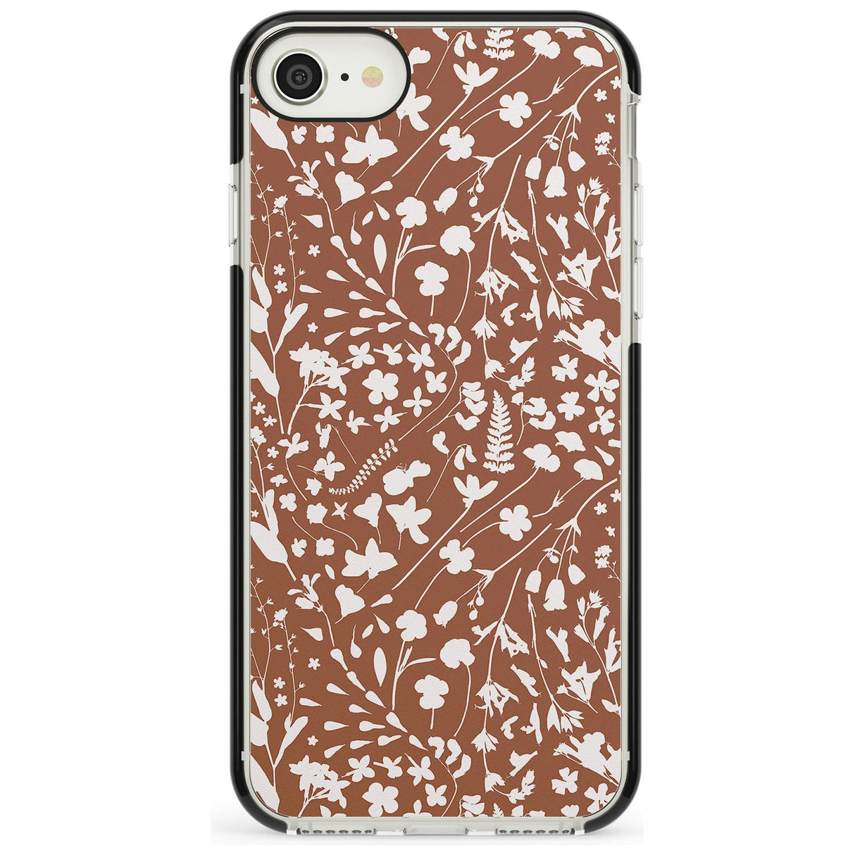 Wildflower Cluster on Terracotta Black Impact Phone Case for iPhone SE 8 7 Plus