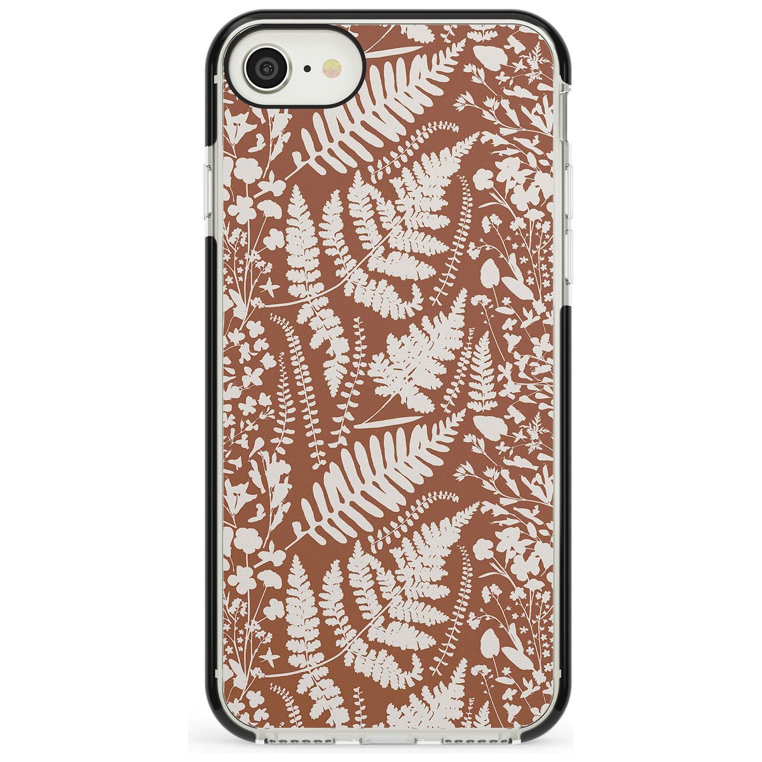 Wildflowers and Ferns on Terracotta Black Impact Phone Case for iPhone SE 8 7 Plus