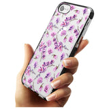 Purple Orchids Transparent Floral Black Impact Phone Case for iPhone SE 8 7 Plus