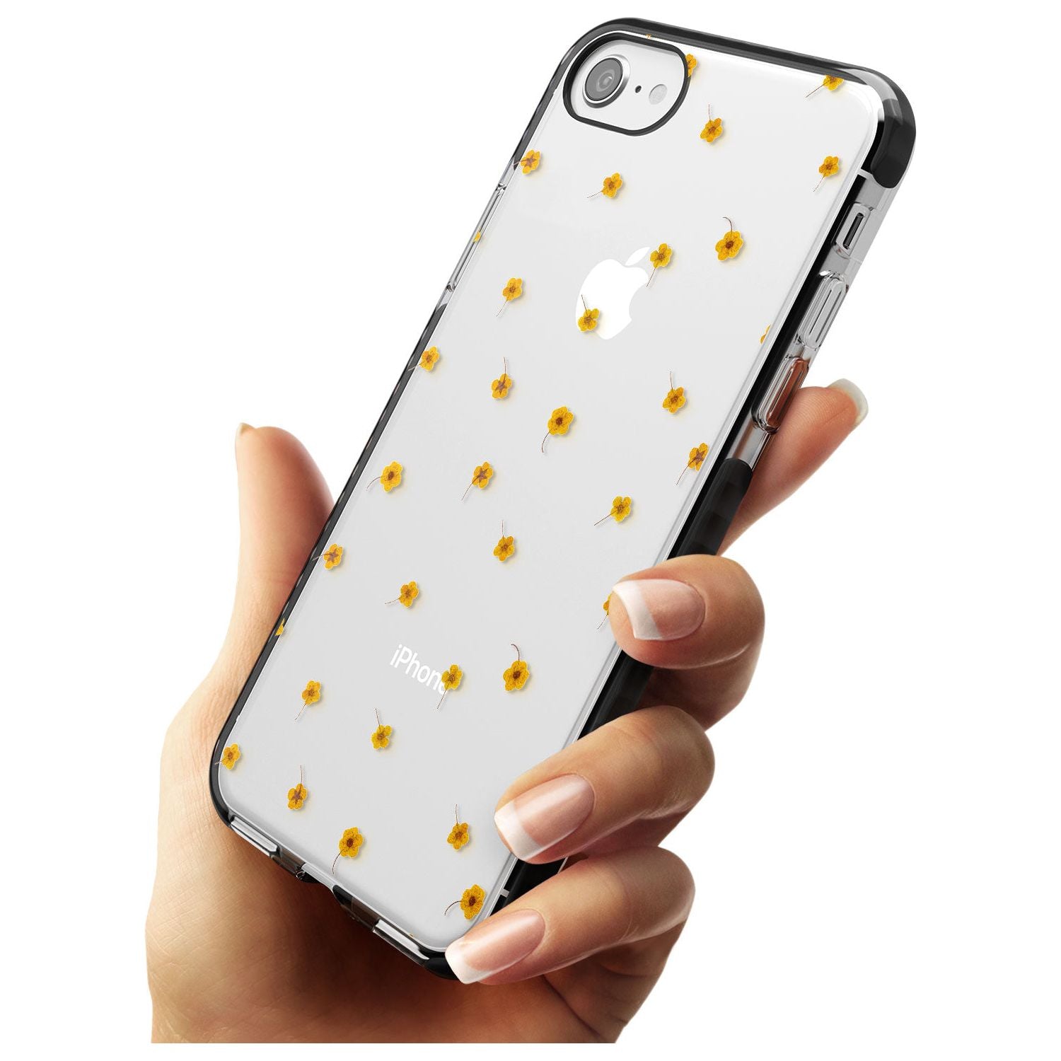 Yellow Flower Pattern - Dried Flower-Inspired Black Impact Phone Case for iPhone SE 8 7 Plus