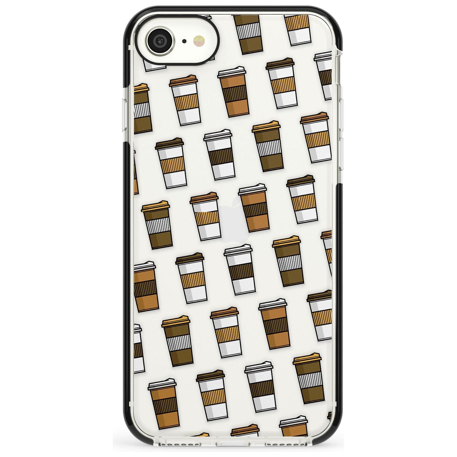 Coffee Cup Pattern Black Impact Phone Case for iPhone SE 8 7 Plus