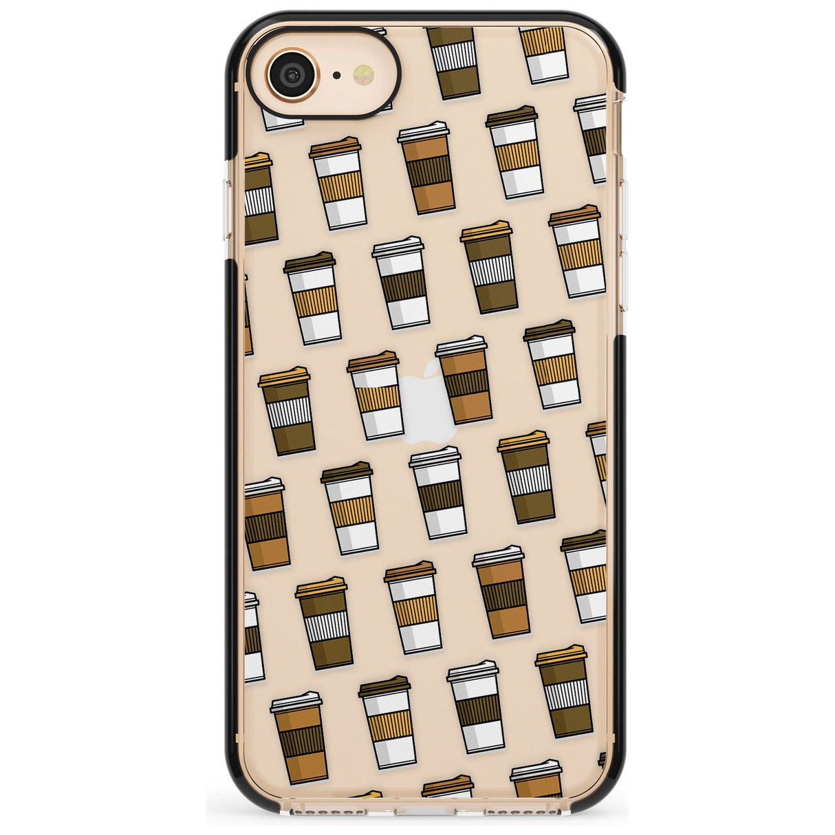 Coffee Cup Pattern Black Impact Phone Case for iPhone SE 8 7 Plus