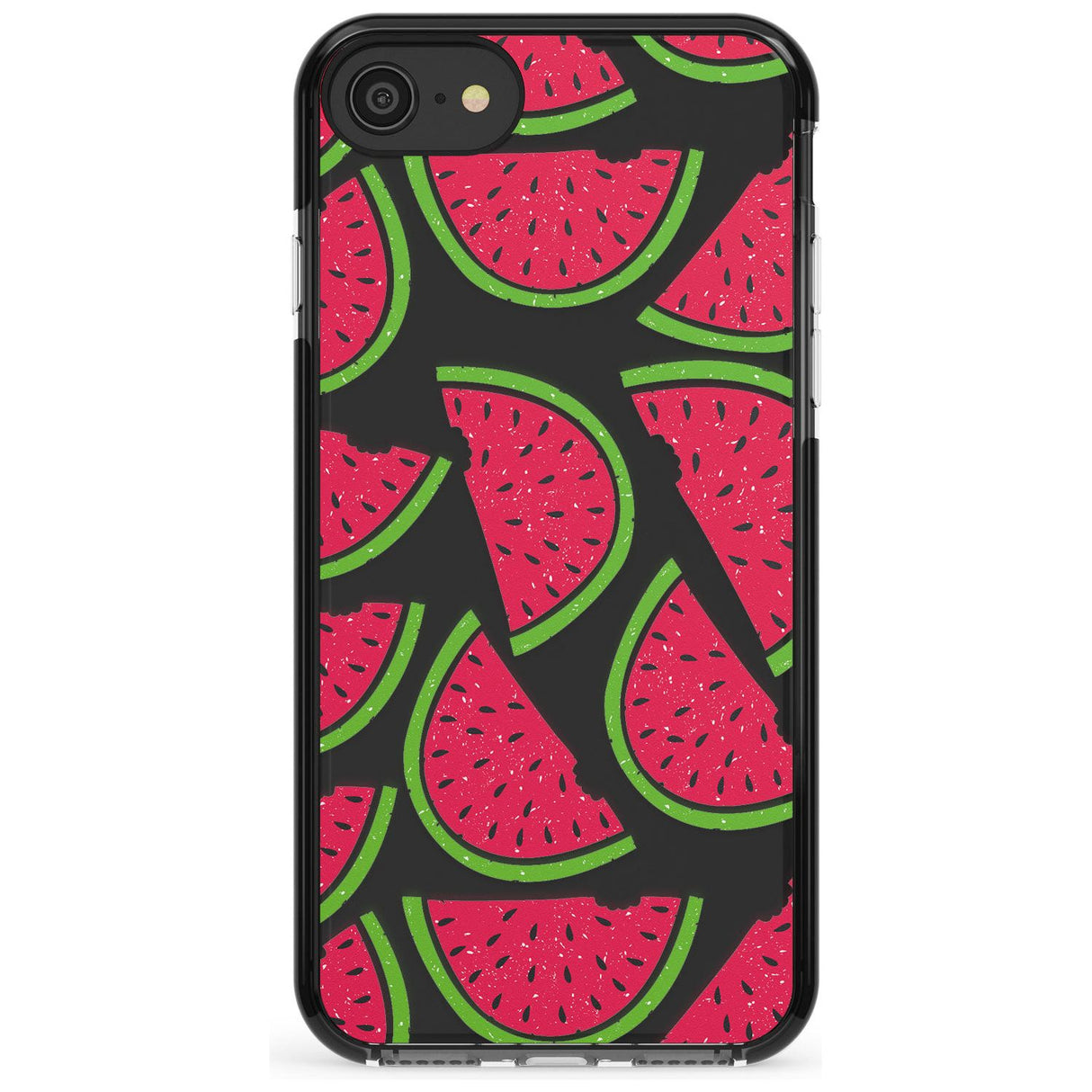 Watermelon Pattern Black Impact Phone Case for iPhone SE 8 7 Plus