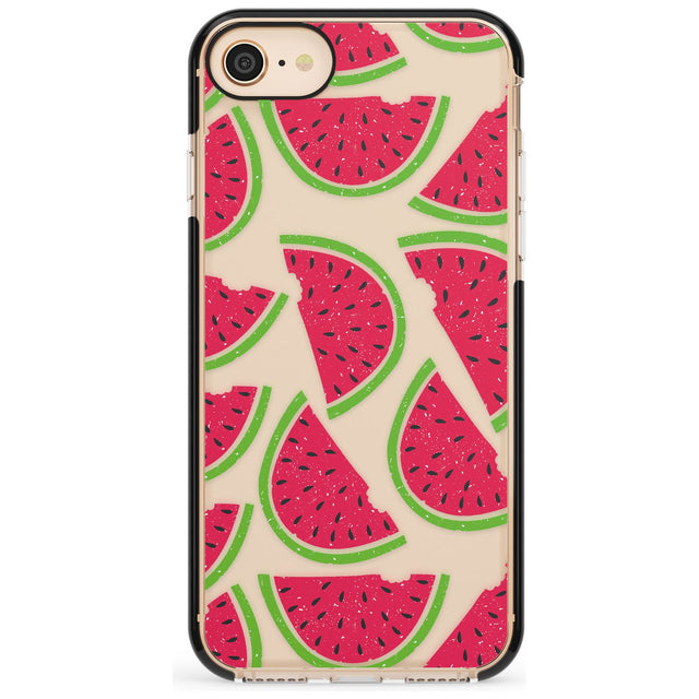 Watermelon Pattern Black Impact Phone Case for iPhone SE 8 7 Plus