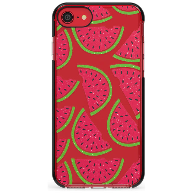Watermelon Pattern Black Impact Phone Case for iPhone SE 8 7 Plus