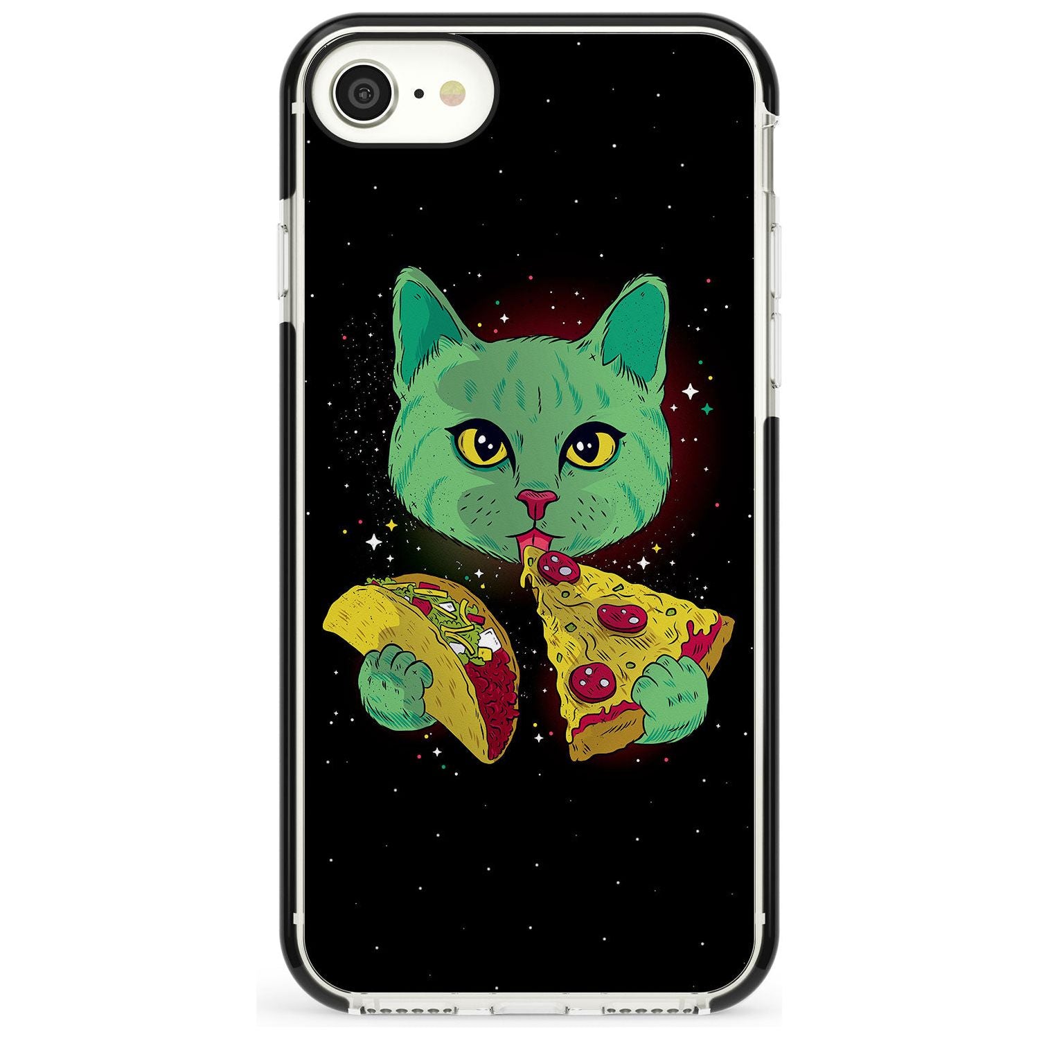 Pizza Purr Black Impact Phone Case for iPhone SE 8 7 Plus