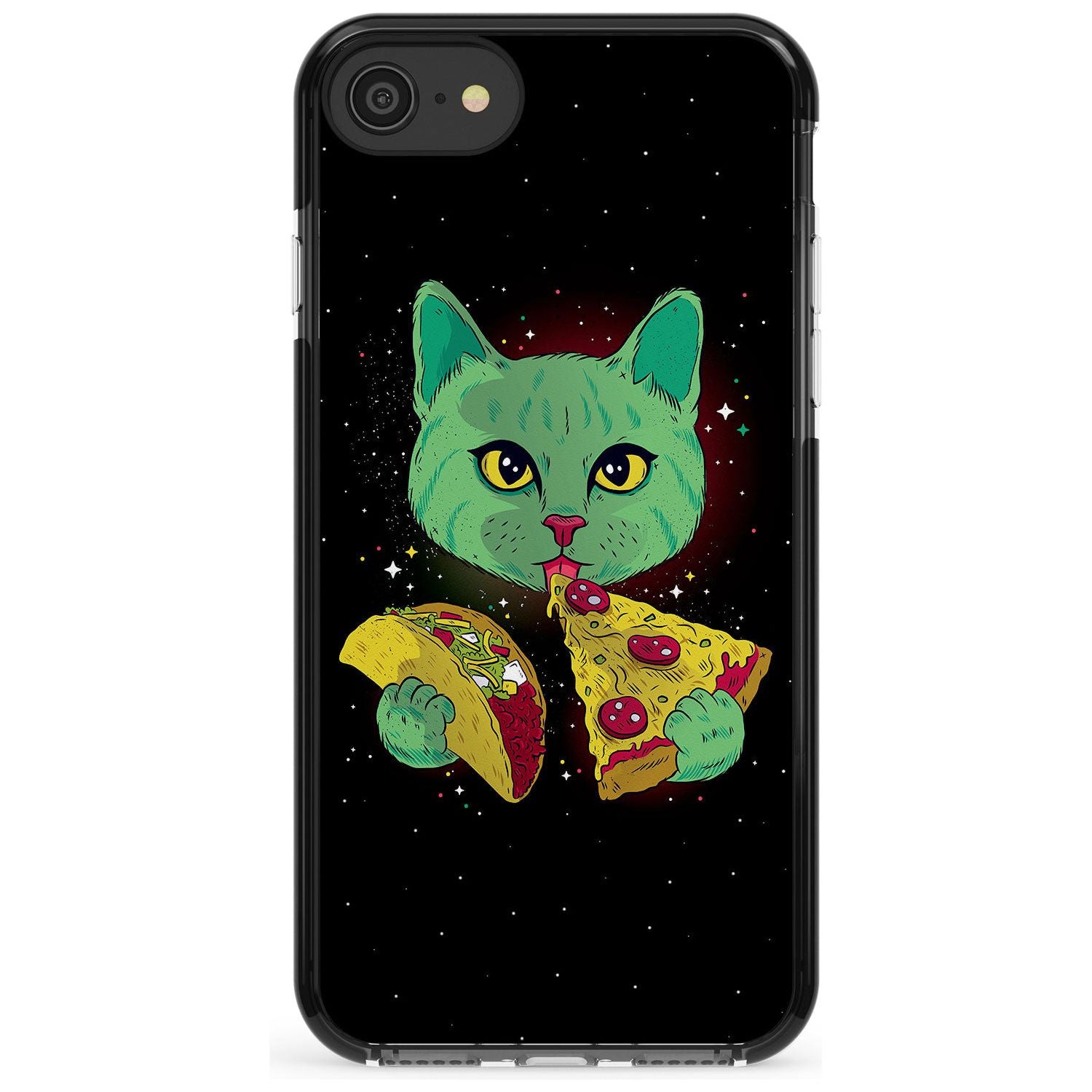 Pizza Purr Black Impact Phone Case for iPhone SE 8 7 Plus