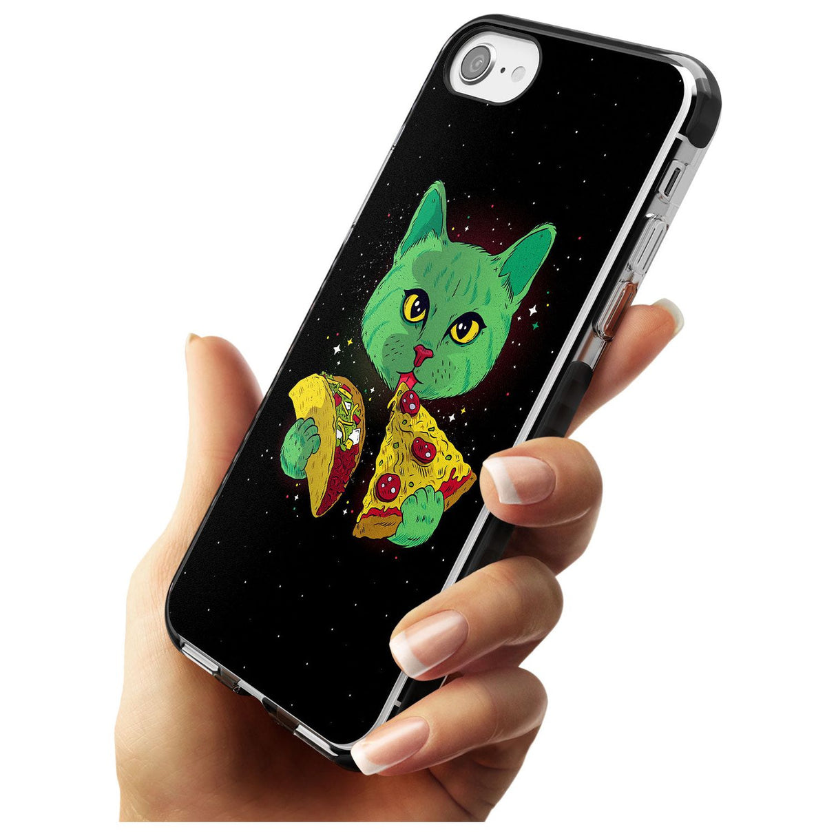 Pizza Purr Black Impact Phone Case for iPhone SE 8 7 Plus