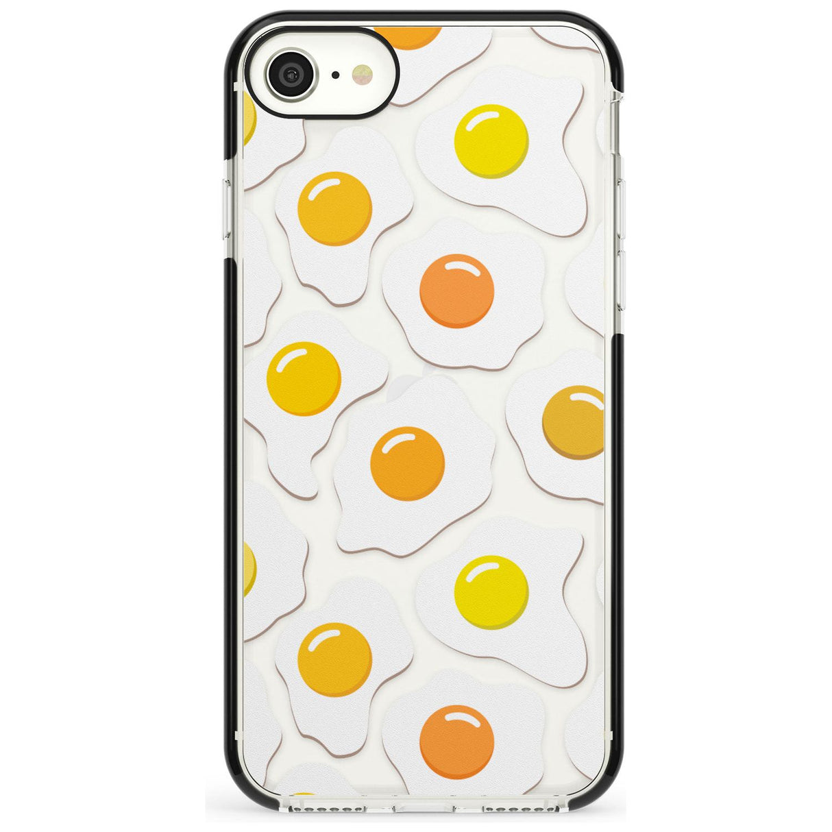 Fried Egg Pattern Black Impact Phone Case for iPhone SE 8 7 Plus