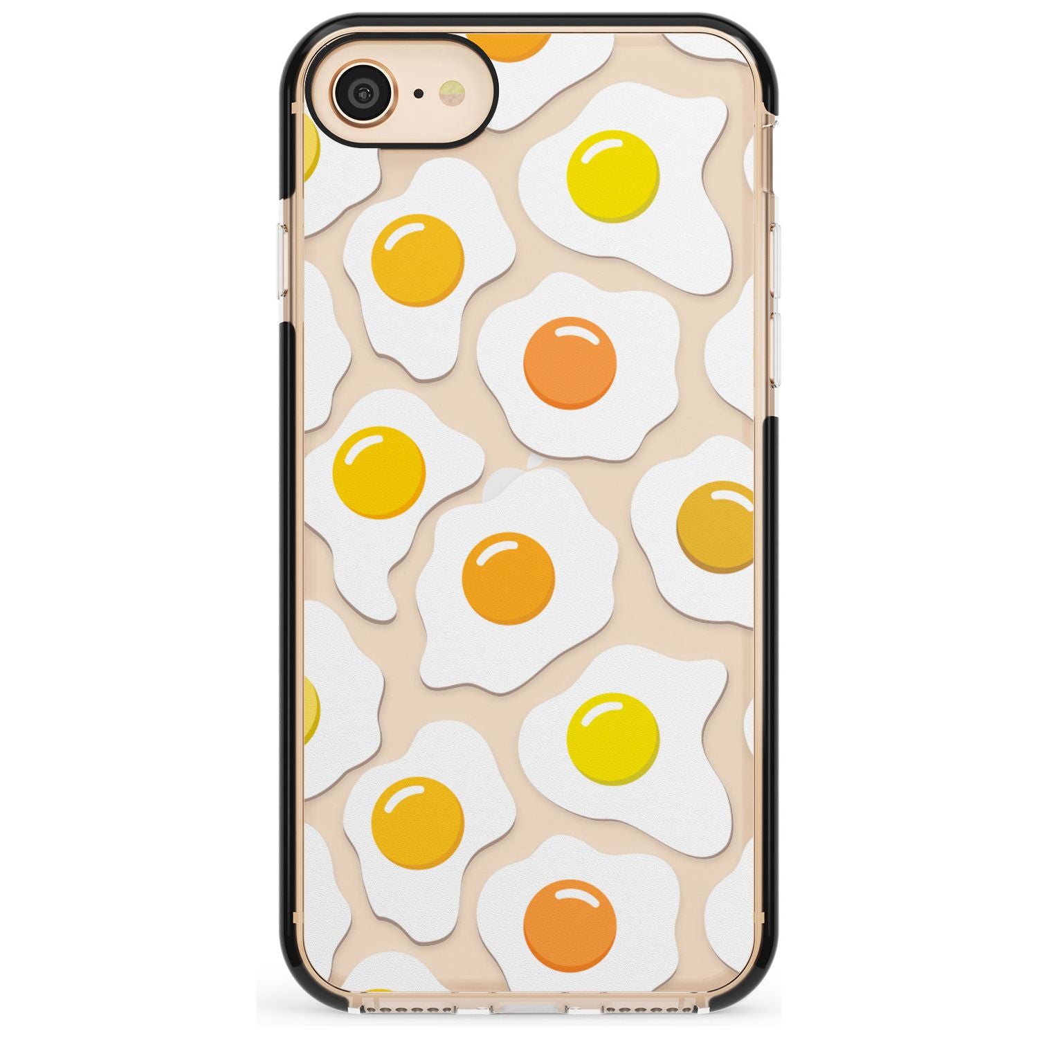 Fried Egg Pattern Black Impact Phone Case for iPhone SE 8 7 Plus