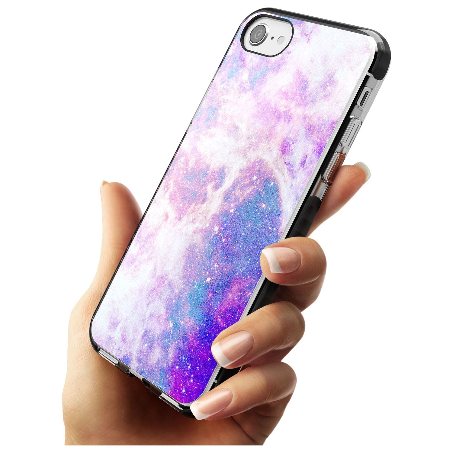 Purple & Blue Galaxy Pattern Design Black Impact Phone Case for iPhone SE 8 7 Plus